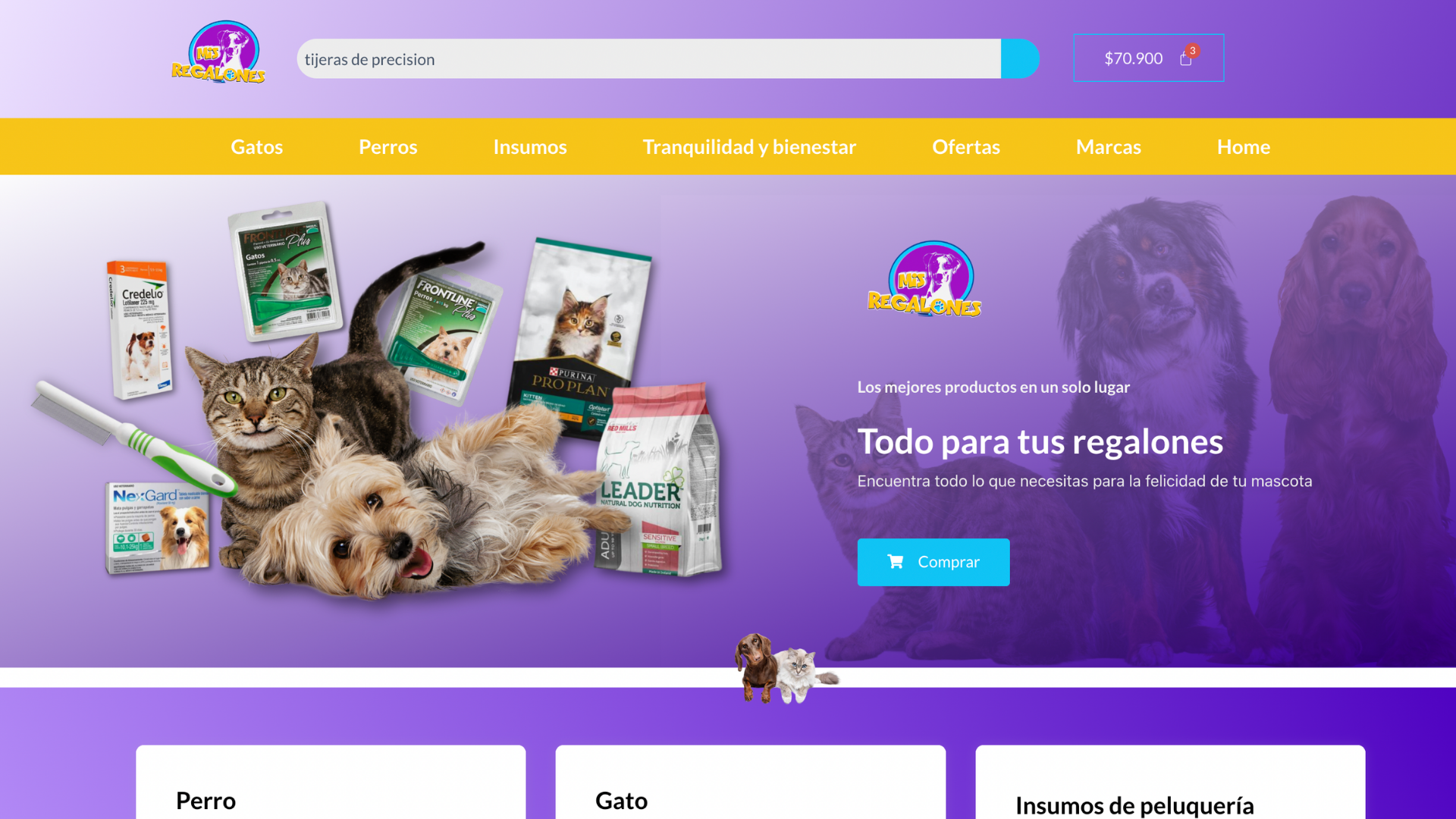 Mis Regalones website design by SeaFox Design